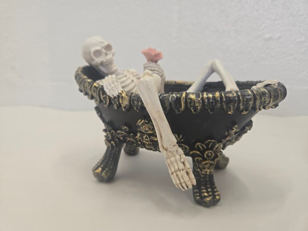 Ashland Halloween Skeleton in Bathtub Figurine 8" Gothic Spooky Bath Decor